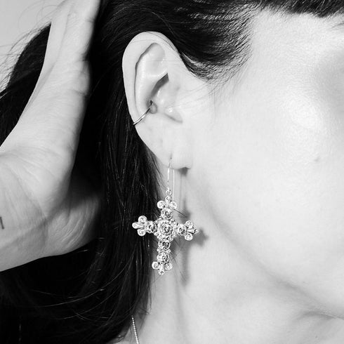 Addie Earrings Clear - Silver