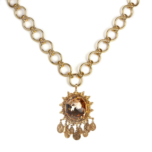 The Betty Necklace with Tribal Medallion - Gold