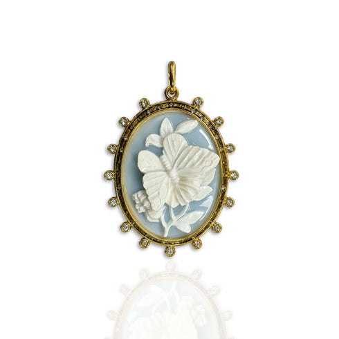 Butterfly Cameo Charm - Gold