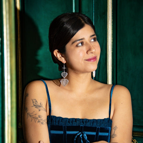 Caged Double Heart Earrings