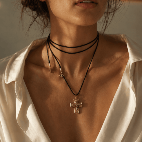 Leather Lariat Black - Silver