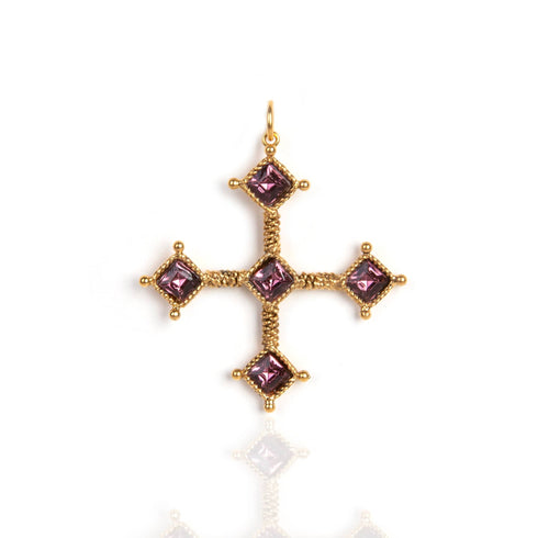 Brigid Cross Charm Spirit Amethyst - Gold