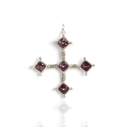 Brigid Cross Charm Spirit Amethyst - Silver