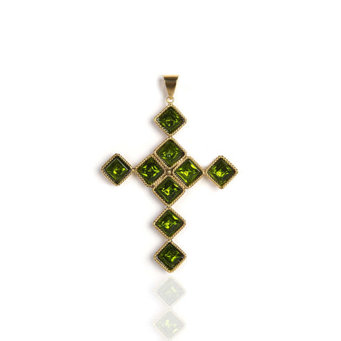 Brigid Cross of Kildare Charm Earth Olivine - Gold