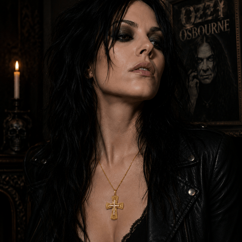 Bourne Again Rebel Cross Charm - Gold