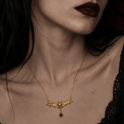Bourne Again Bat Kissed Necklace - Gold