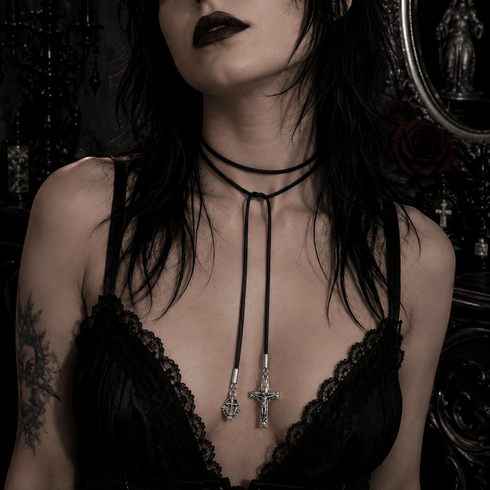 Bourne Again Gospel Leather Lariat - Silver