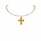 Iconic 6mm Pearl Choker Cream with Rebel Cross - Gold