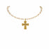 Iconic 6mm Pearl Choker Cream with Rebel Cross - Gold