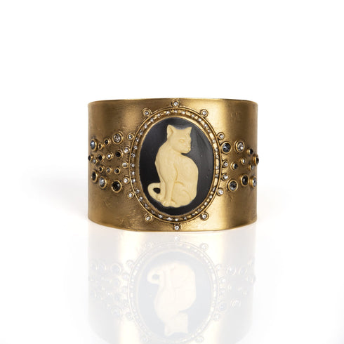 Cats! Cameo Crystal Cuff - Gold