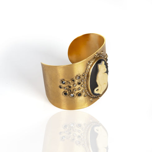 Cats! Cameo Crystal Cuff - Gold