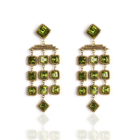 Brigid Cascade Post Earrings Earth Olivine - Gold