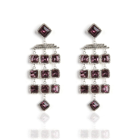 Brigid Cascade Post Earrings Spirit Amethyst - Silver - VSA Designs