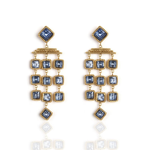 Brigid Cascade Post Earrings Water Lt Sapphire - Gold