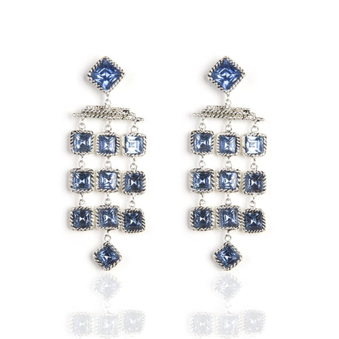 Brigid Cascade Post Earrings Water Lt Sapphire - Silver - VSA Designs
