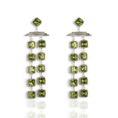 Brigid Waterfall Post Earrings Earth Olivine - Silver - VSA Designs