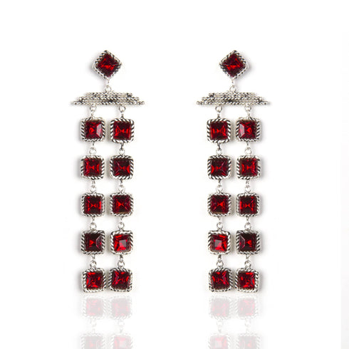 Brigid Waterfall Post Earrings Fire Ruby - Silver - VSA Designs