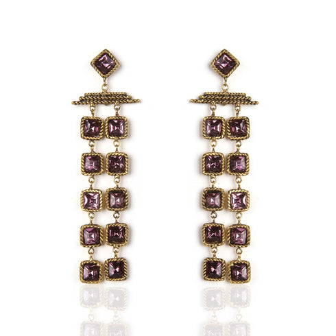 Brigid Waterfall Post Earrings Spirit Amethyst - Gold