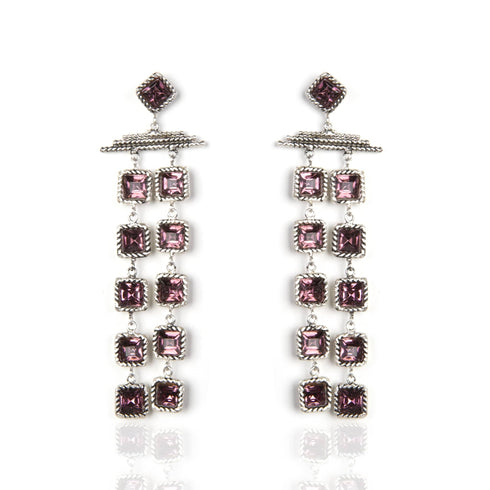 Brigid Waterfall Post Earrings Spirit Amethyst - Silver - VSA Designs