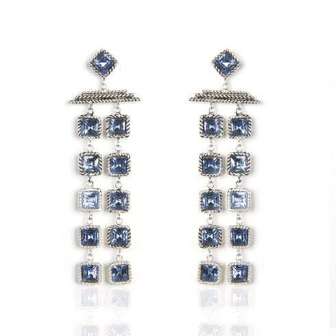 Brigid Waterfall Post Earrings Water Lt Sapphire - Silver - VSA Designs