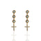 3 Crystal Cross Earrings Blue - Gold