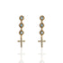 3 Crystal Cross Earrings Blue - Gold