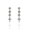 3 Crystal Cross Earrings Blue - Silver