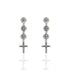 3 Crystal Cross Earrings Blue - Silver