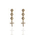3 Crystal Cross Earrings Clear - Gold
