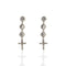 3 Crystal Cross Earrings Clear - Silver