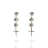 3 Crystal Cross Earrings Clear - Silver