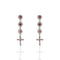 3 Crystal Cross Earrings Pink - Silver