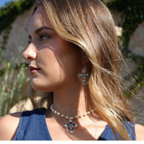 Addie Earrings Clear - Silver