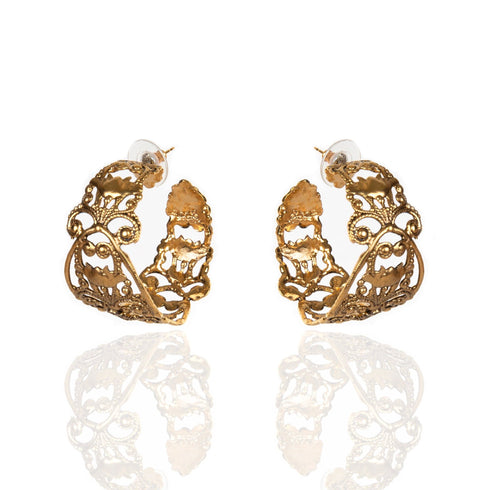 Antigua Wide Hoop Post Earrings - Gold - VSA Designs