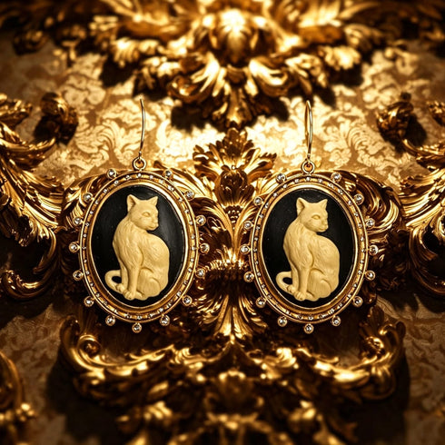 Cats! Cameo Grande Earrings - Gold