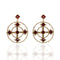 Brigid Celtic Cross Post Earrings Fire Ruby - Gold