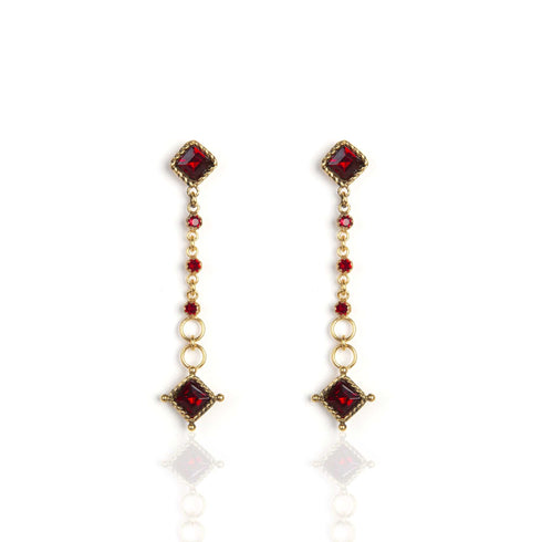 Brigid Clarity Post Earrings Ruby Fire - Gold
