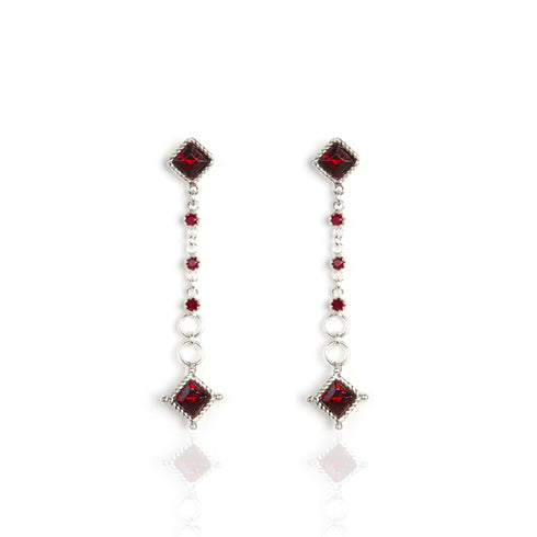 Brigid Clarity Post Earrings Ruby Fire - Silver