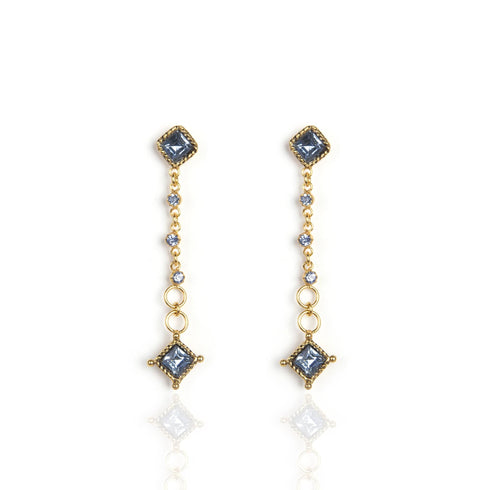 Brigid Clarity Post Earrings Water Lt Sapphire - Gold