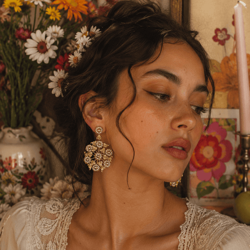 Daisy Drama Earrings - Gold