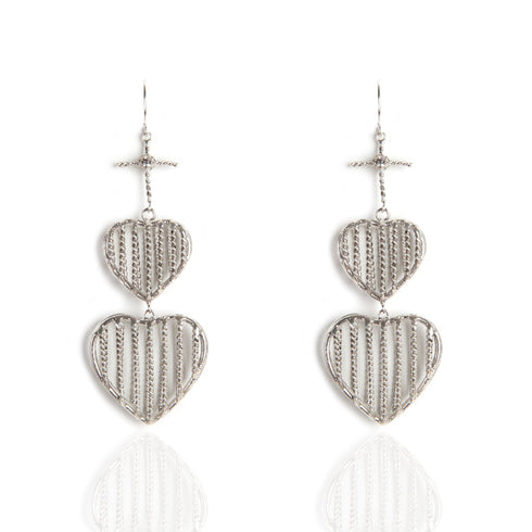 Caged Double Heart Earrings