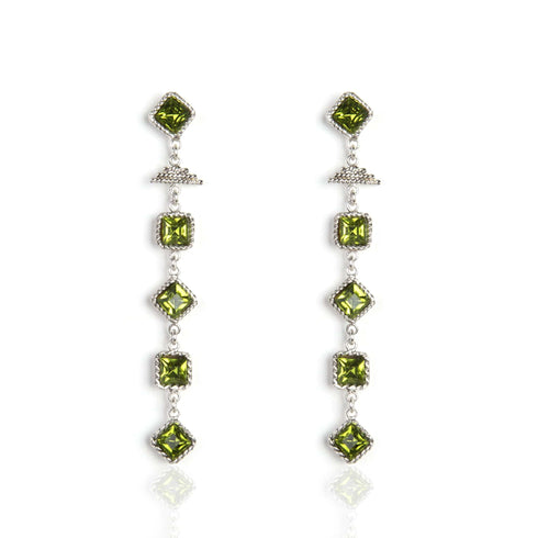 Brigid Mist Post Earrings Earth Olivine - Silver - VSA Designs