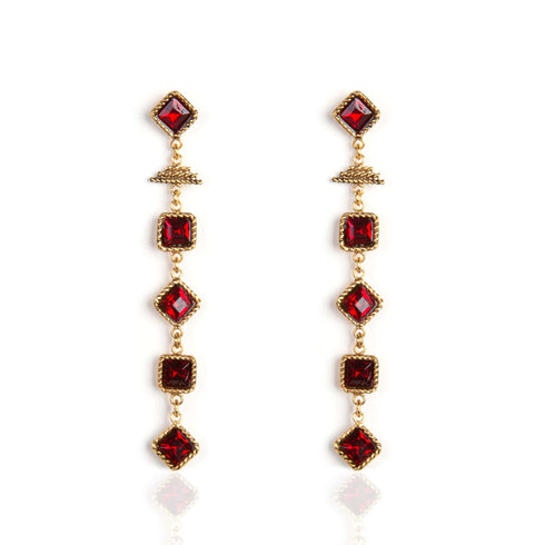 Brigid Mist Post Earrings Ruby Fire - Gold