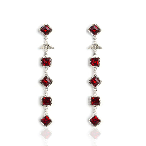 Brigid Mist Post Earrings Ruby Fire - Silver