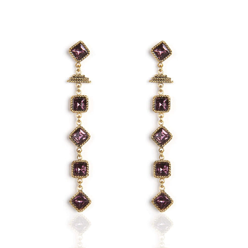 Brigid Mist Post Earrings Spirit Amethyst - Gold