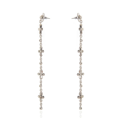 Peace Cross Crystal Drop Post Earrings