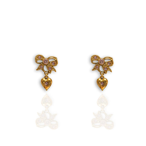 Pink At Heart Earrings - Gold