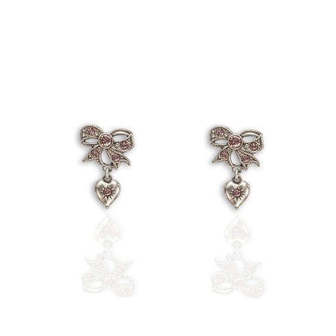 Pink At Heart Earrings - Silver