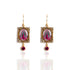 Retablo Pink Guadalupe Earrings - Gold