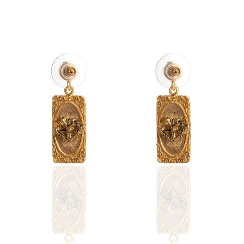 Retablo Rectangular Framed Earrings - Gold - VSA Designs